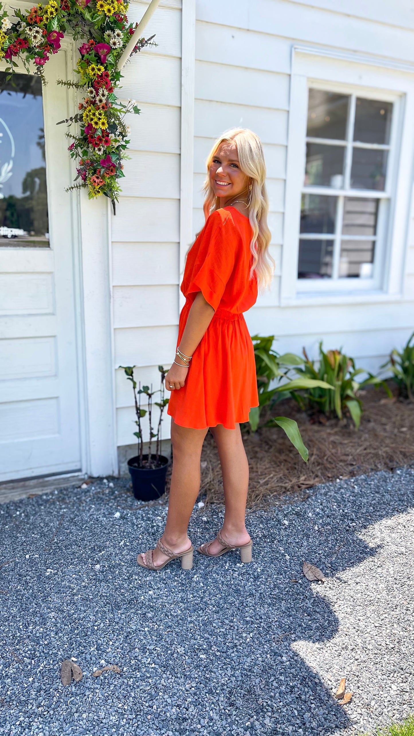 Sunset Glow Boat Neck Mini Dress
