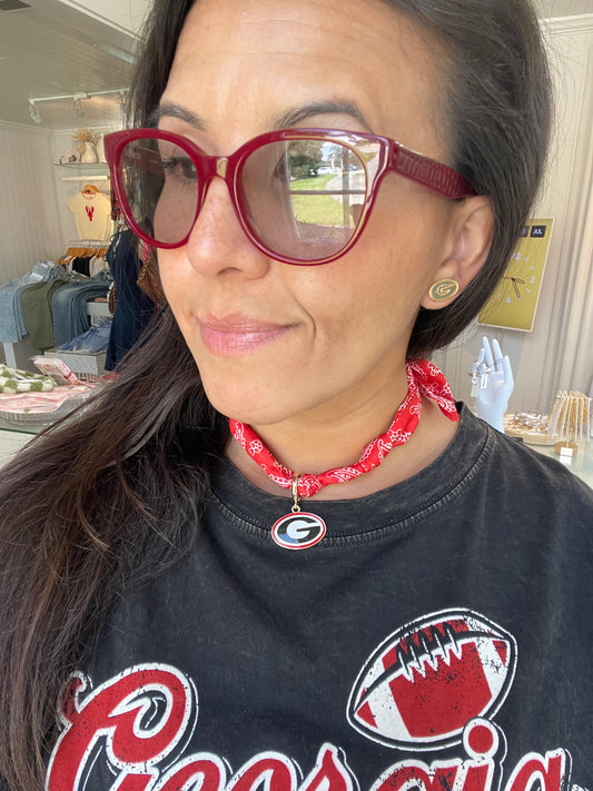 Georgia Bulldogs Logo Bandana Scarf Necklace