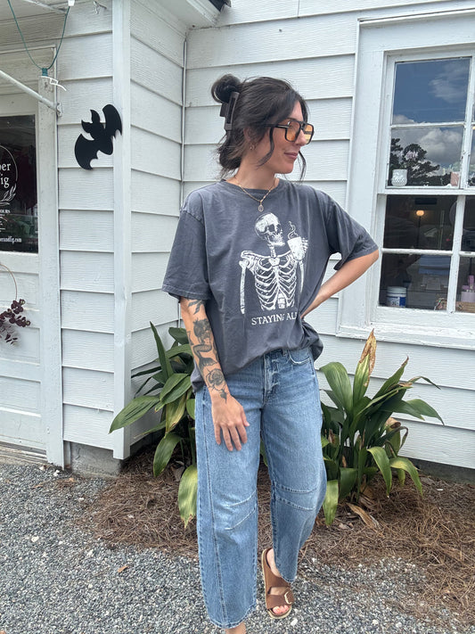 Staying Alive Oversized Mineral Graphic Tee