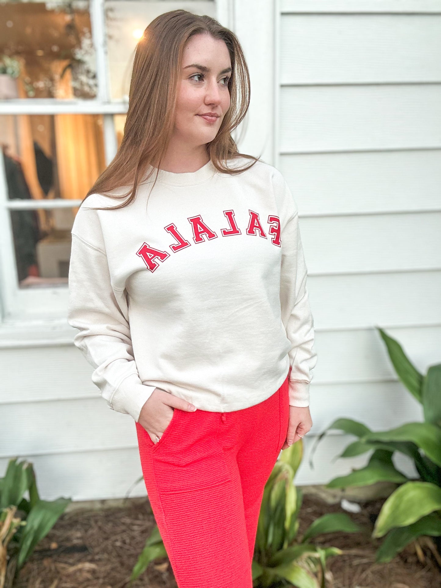 *Final Sale* Ivory W/ Red “FALALA” Christmas Sweatshirt