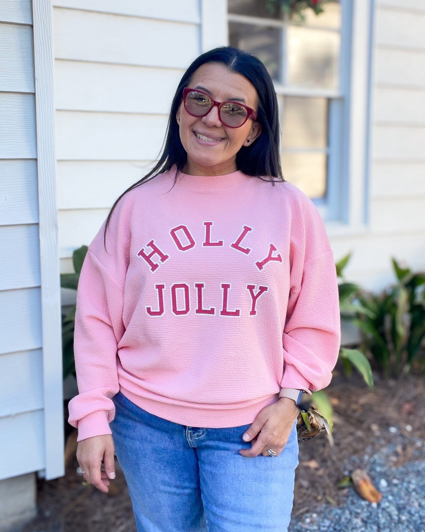 Holly Jolly Cloudy Knit Graphic Sweatshirt