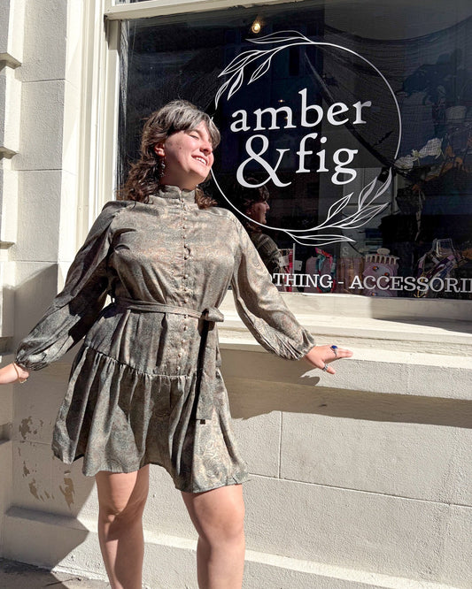 Golden Tapestry Button Down Dress