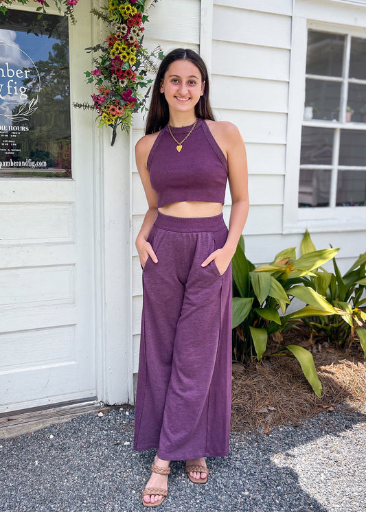 Mineral Wash Halter Neck Crop Tank