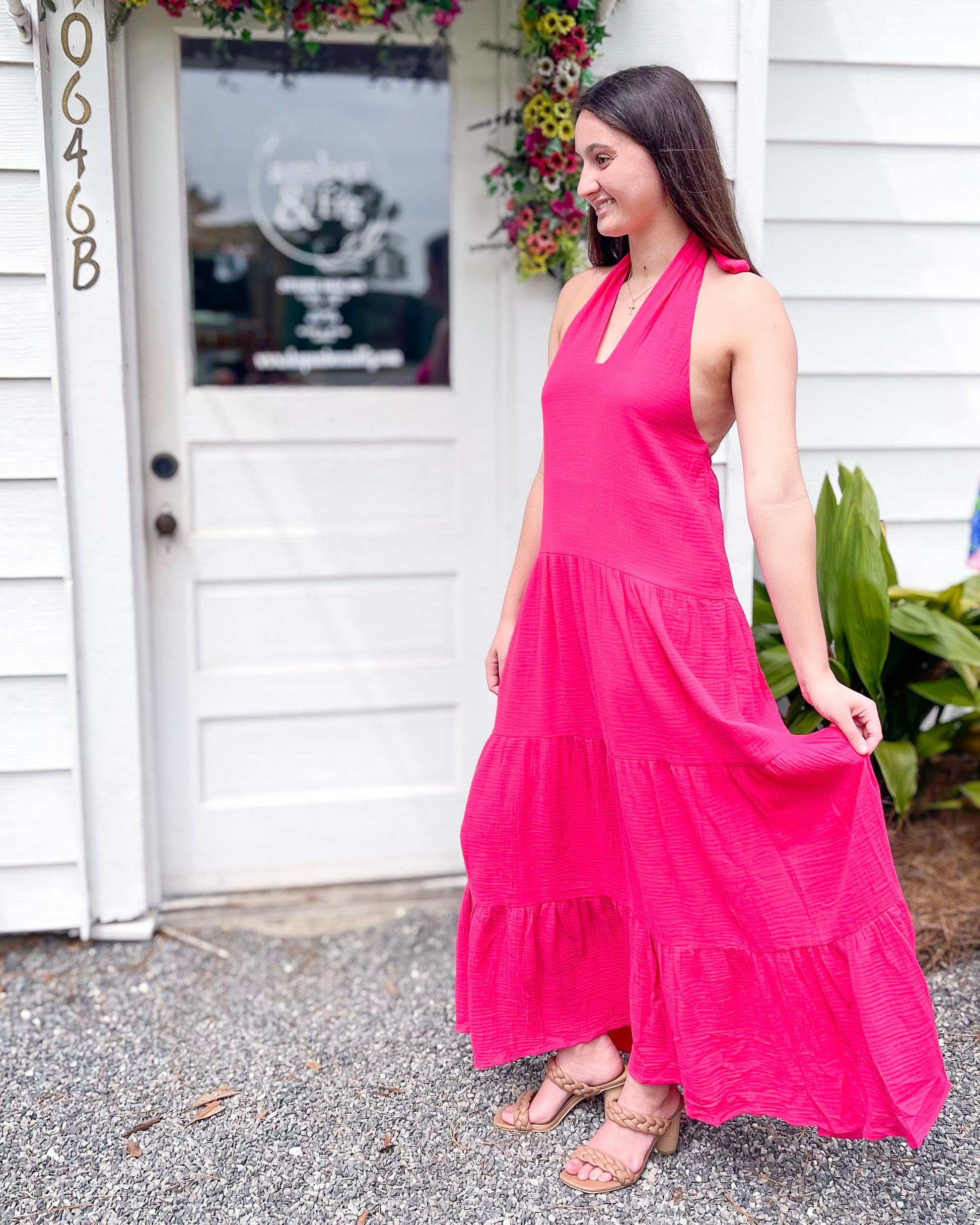 FINAL SALE* Fuchsia Island Halter Maxi Dress Shop Amber and Fig FINAL SALE* Fuchsia Island Halter Maxi Dress Shop Amber and Fig