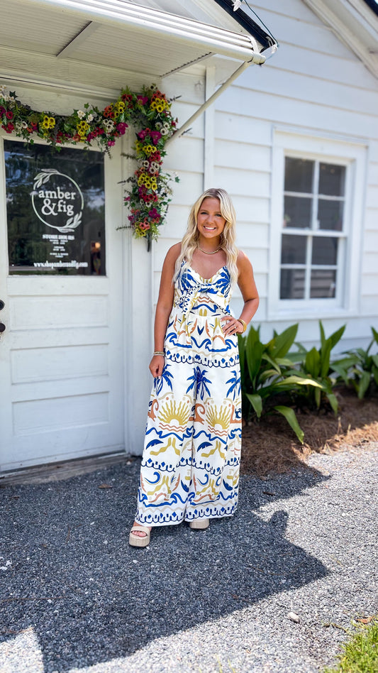Tropical Woven Print Jumpsuit