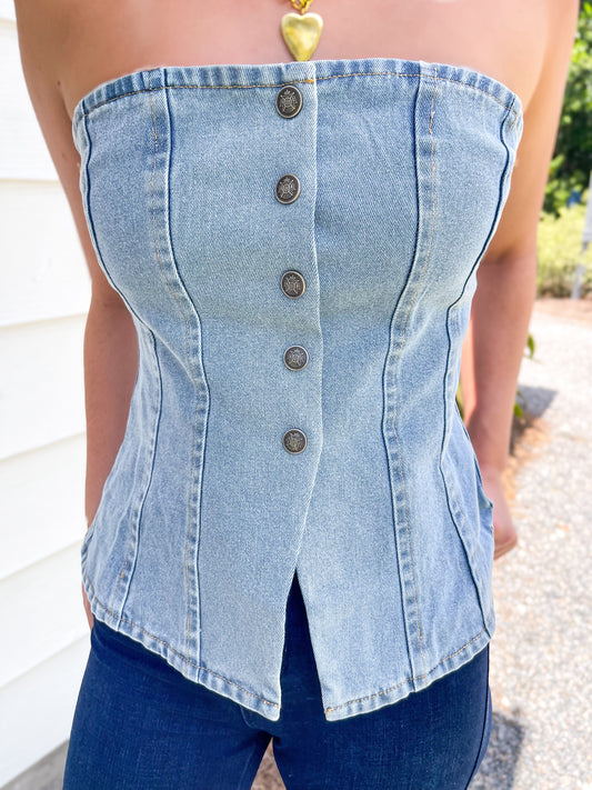 Indigo Washed Denim Top