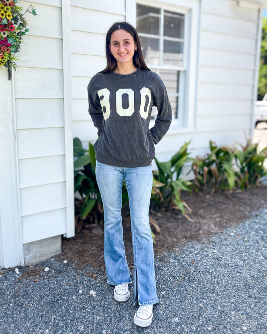 “Boo” Halloween Ribbed Long Sleeve Top
