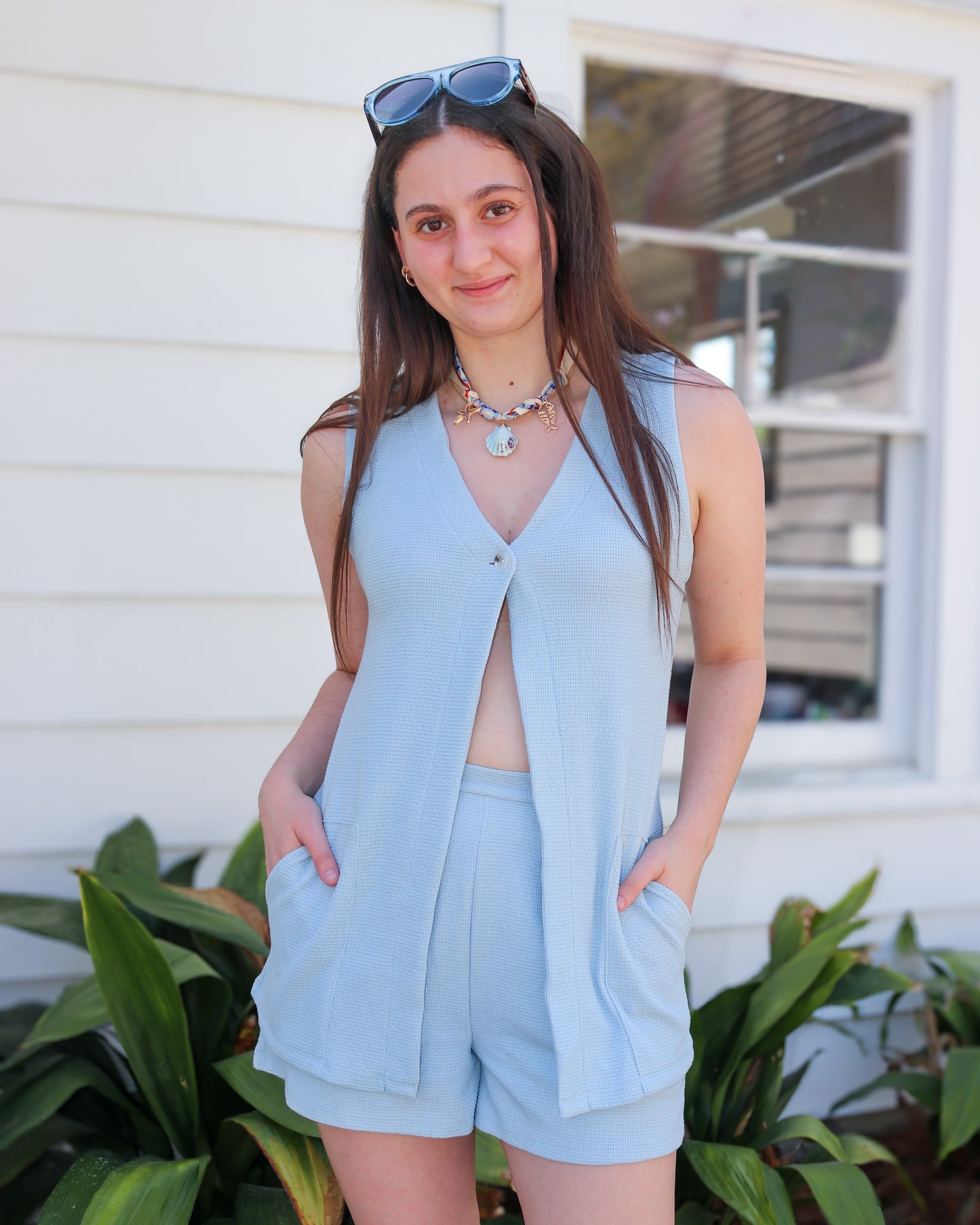 V-Neck Sleeveless Tunic Top
