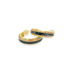 CZ Stone Lined Gold Enamel Hoop Earrings