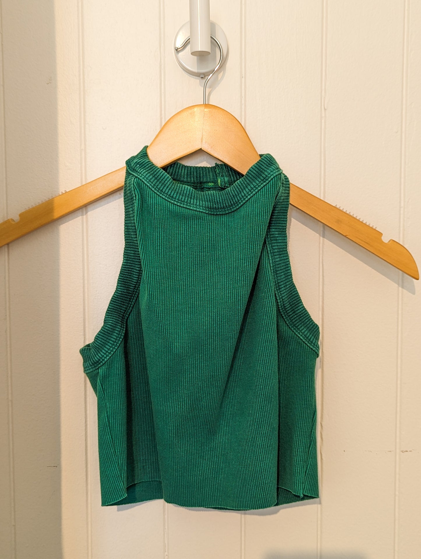 green mineral wash ribbed tank 