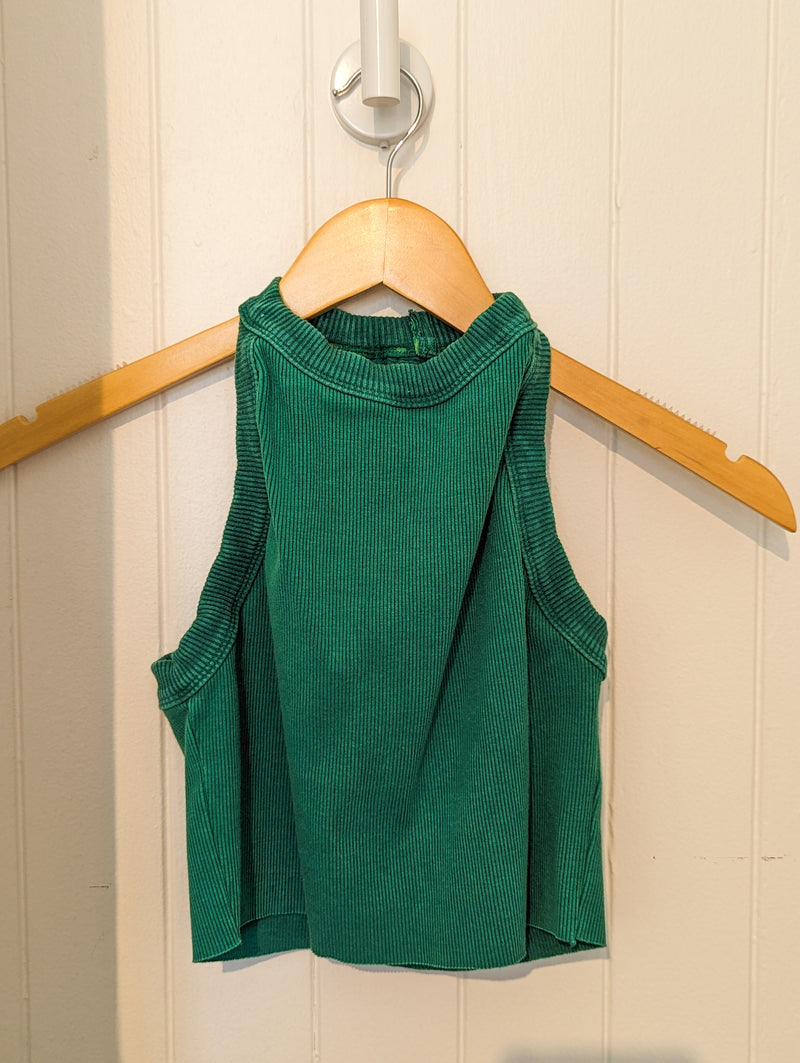 green mineral wash ribbed tank 