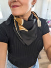 black ivory brown silk scarf
