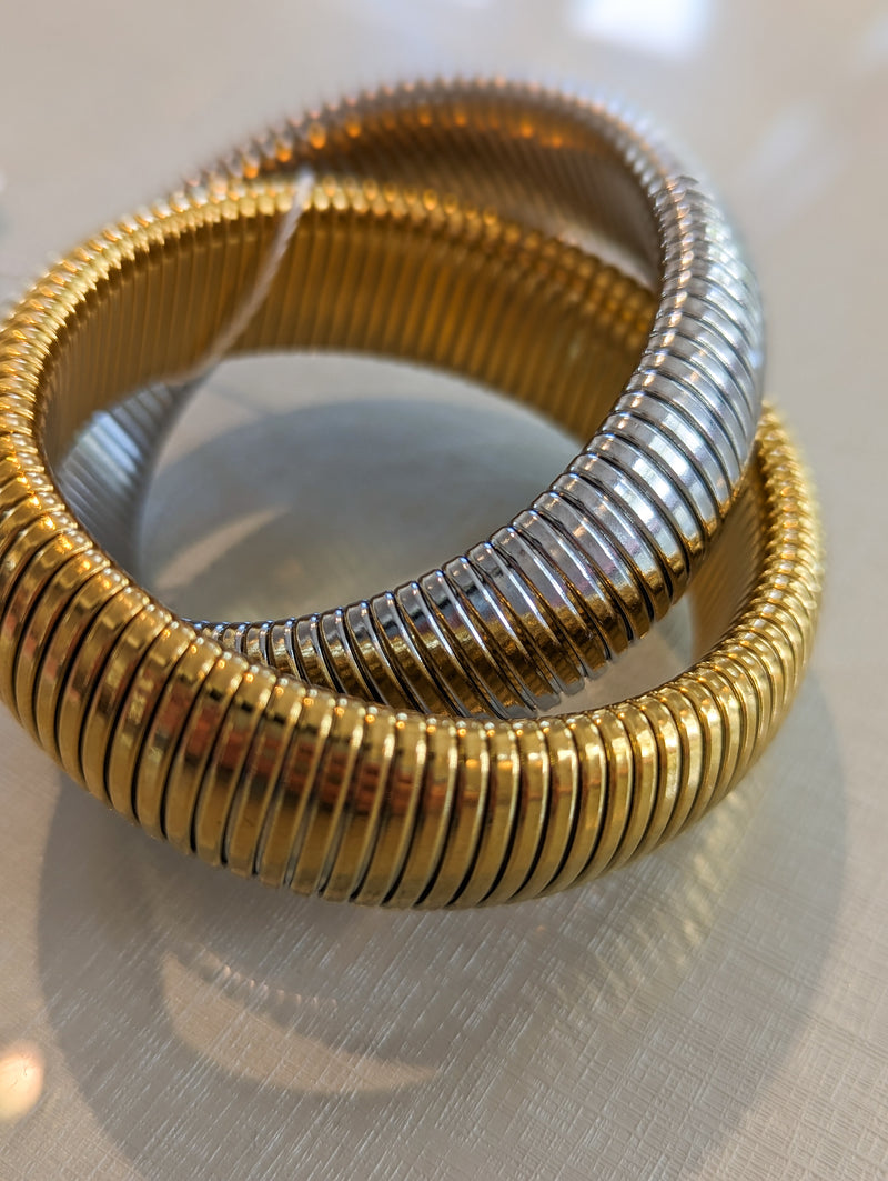 Thick twist silver and gold emma bracelet