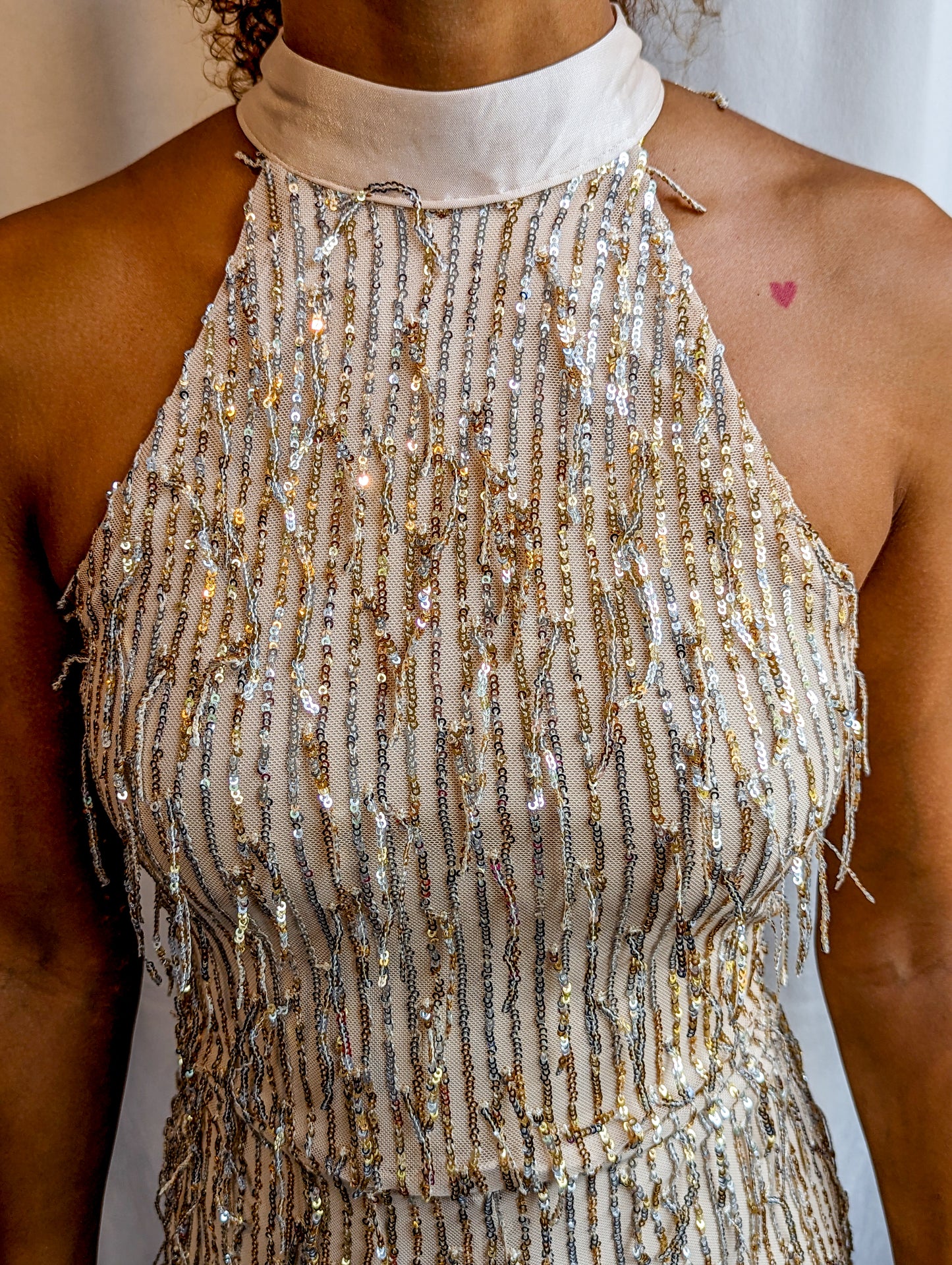 Gold Halter Neck Sequined Jumpsuit