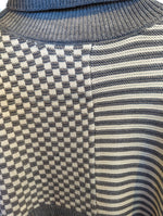 Mix and Match Pattern Turtleneck Knit Sweater Top