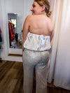 Champagne Gold Sequin High Waisted Flare Pants