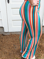 *FINAL SALE*Multicolor Vertical Strip Flare Knit Pants