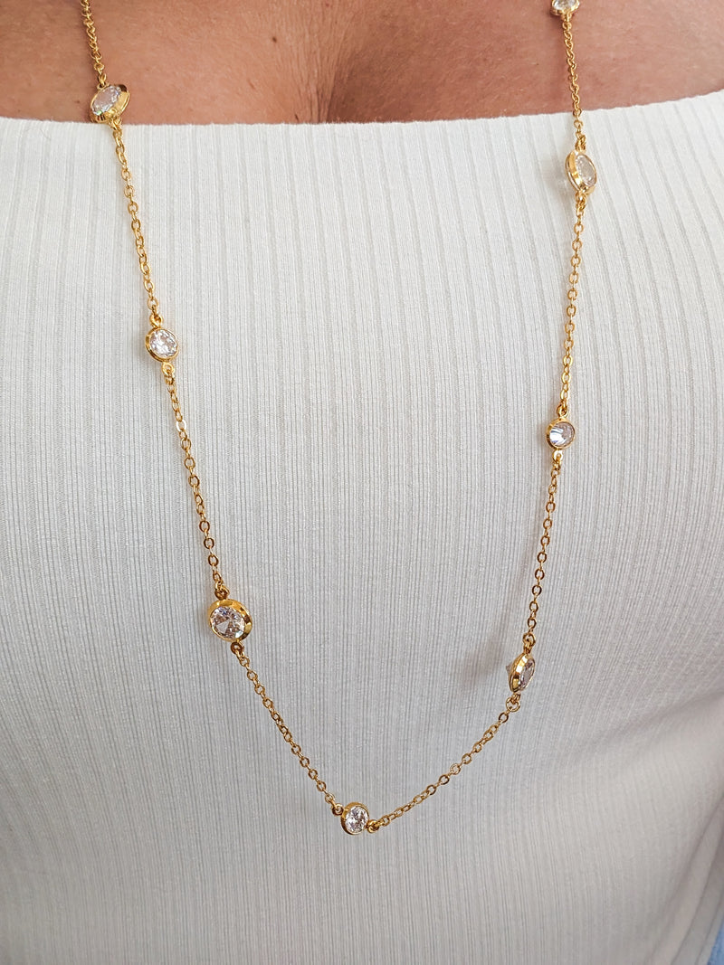 Gold Plated Cubic Zirconia 36" Necklace