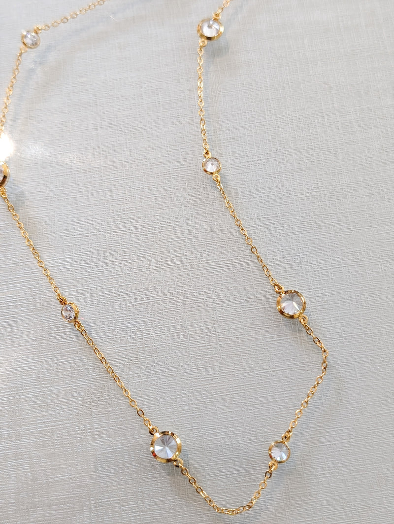 Gold Plated Cubic Zirconia 36" Necklace