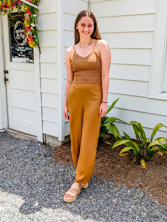 Caramel Wide Leg Pants 