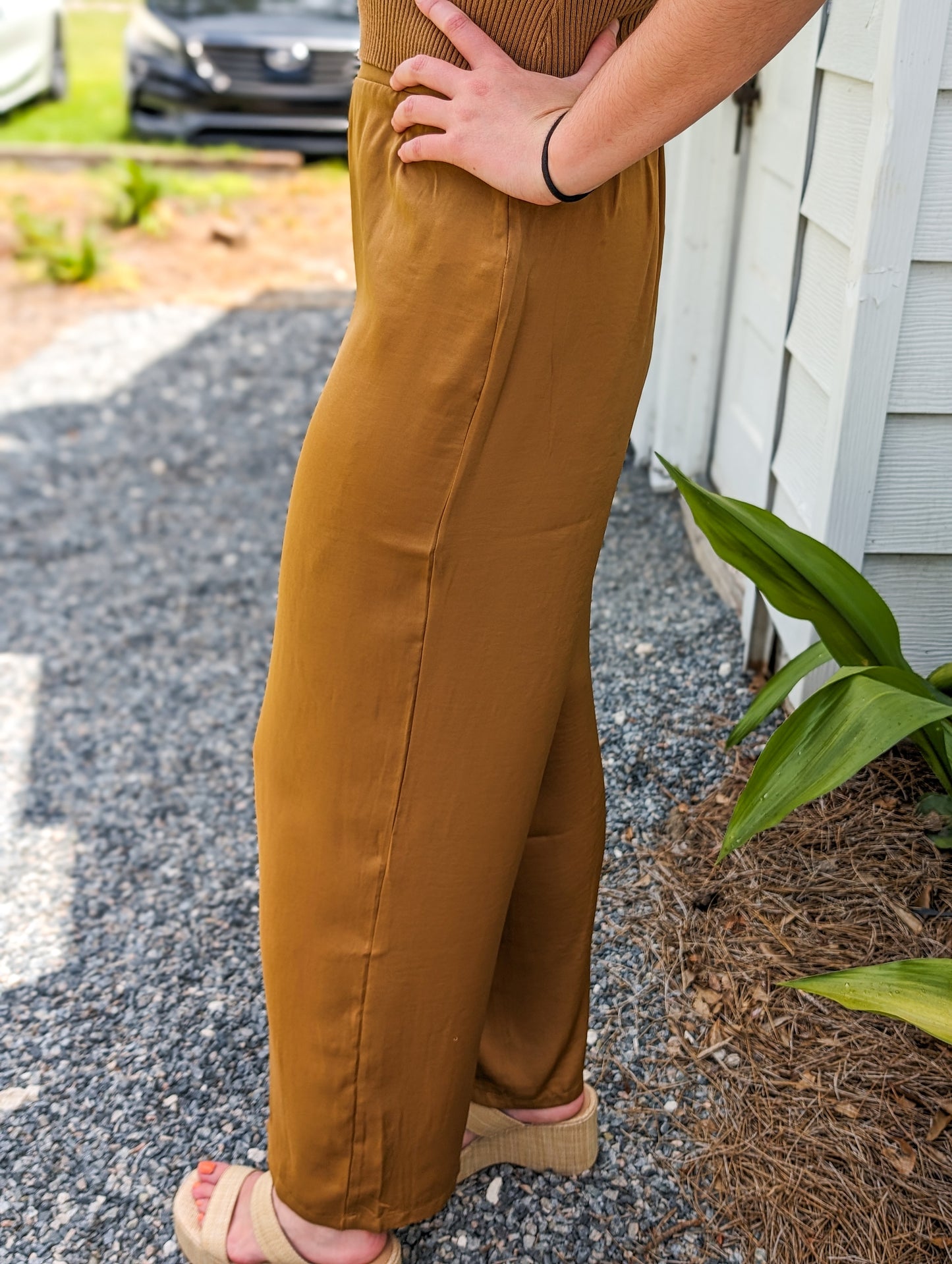 *FINAL SALE*Caramel Silky Wide Leg Pants