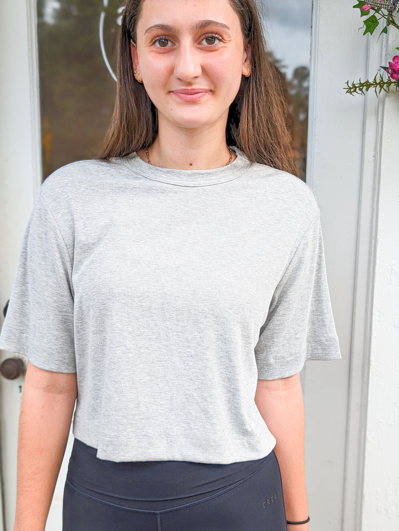 Gray Oversized Cropped Tee 