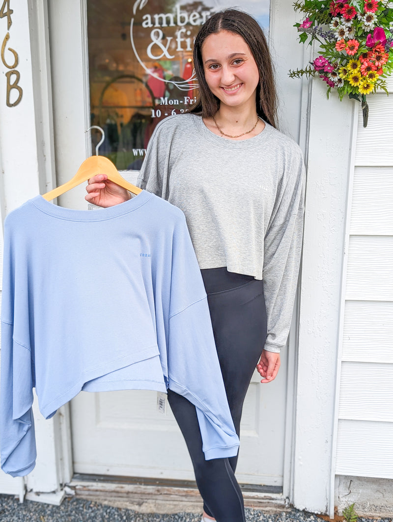 Blue Oversized Crop Tee 