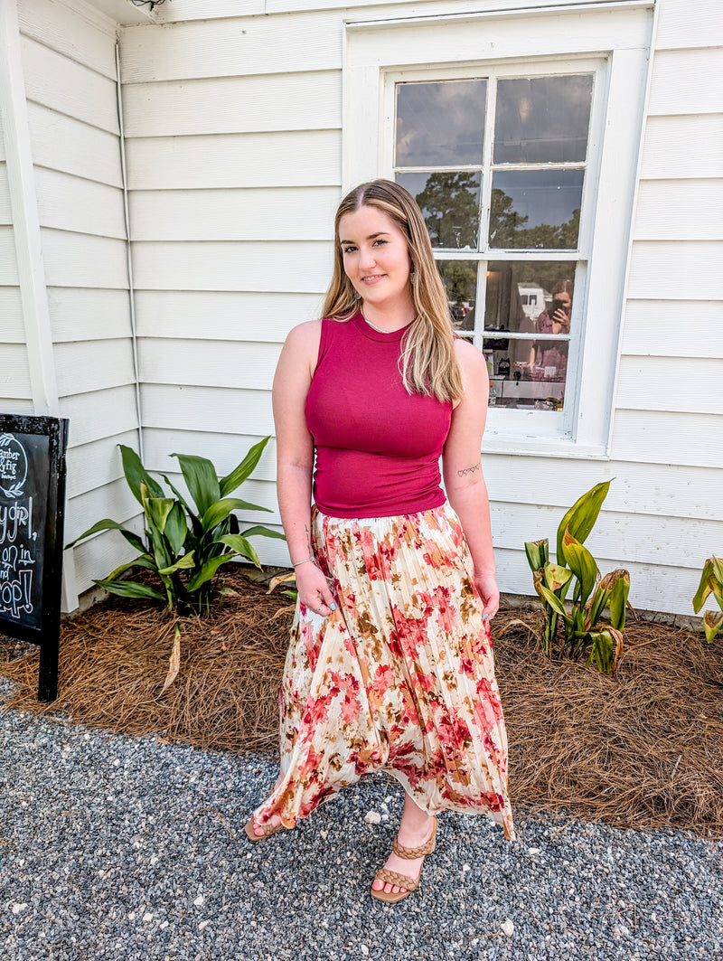 Girl Dinner Pleated Pink Skirt