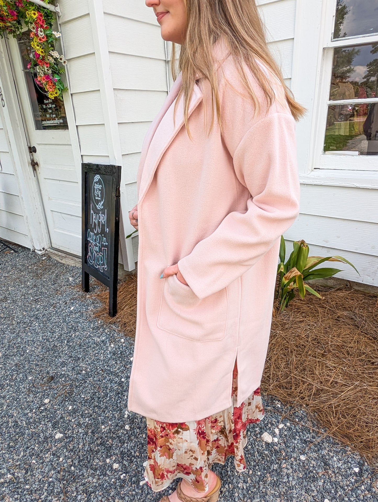 *Final Sale* Light Baby Pink Oversized Hayley Open Coat