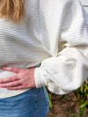 Oversized Ivory Mock Neck Dolman Sleeve Top