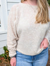 Off The Shoulder Oatmeal Long Sleeve Knit Top