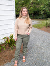 Light Taupe Dolman Sleeve Turtleneck Sweater