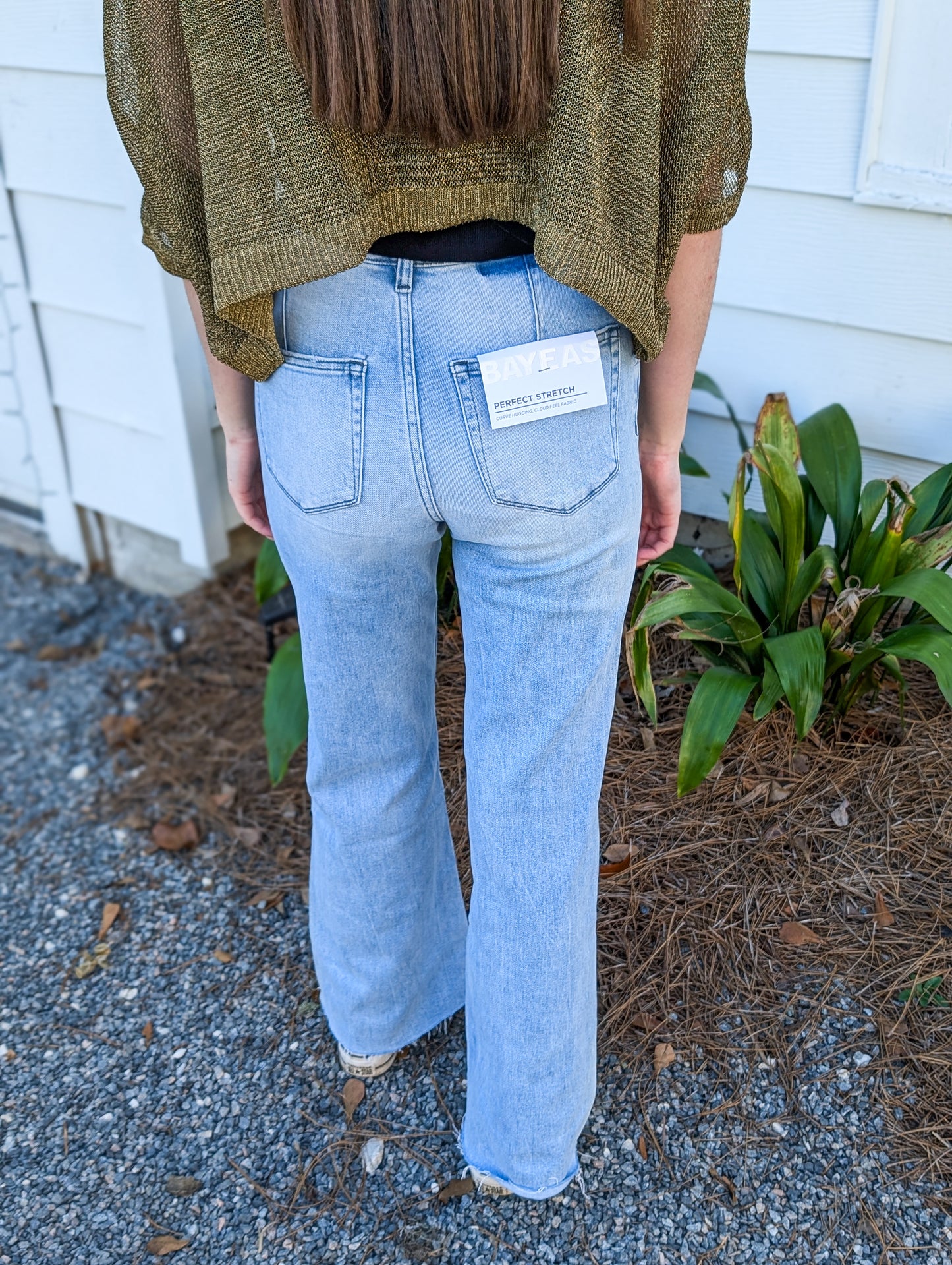 Light Blue High Rise Wide Leg & Raw Hem