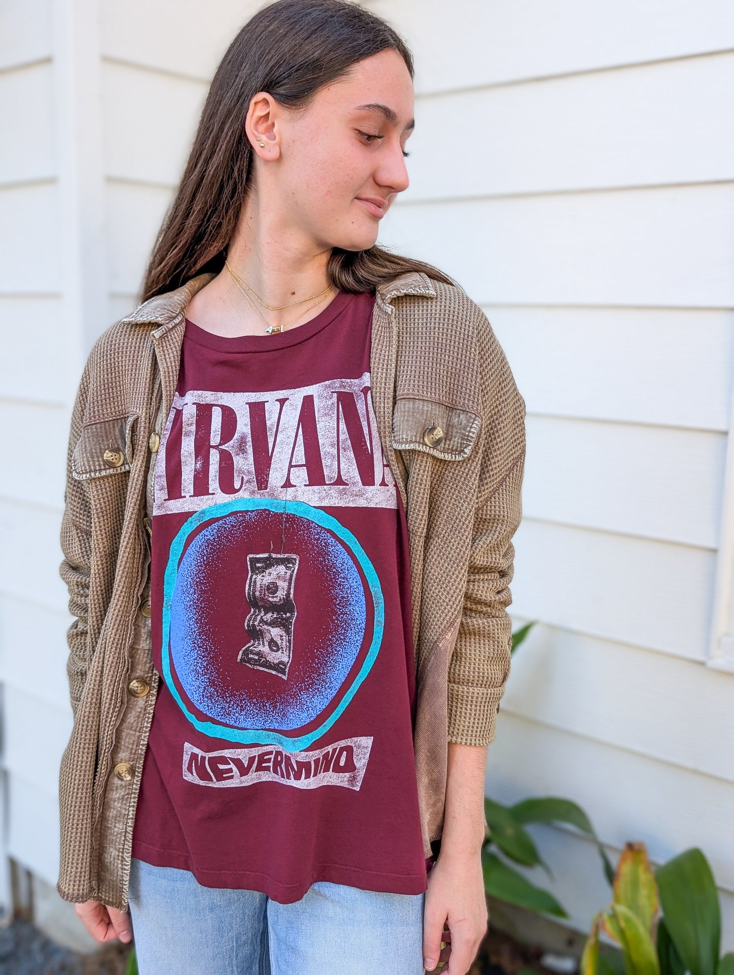 DAYDREAMER Dark Cherry Red Nirvana Long Sleeve Tee