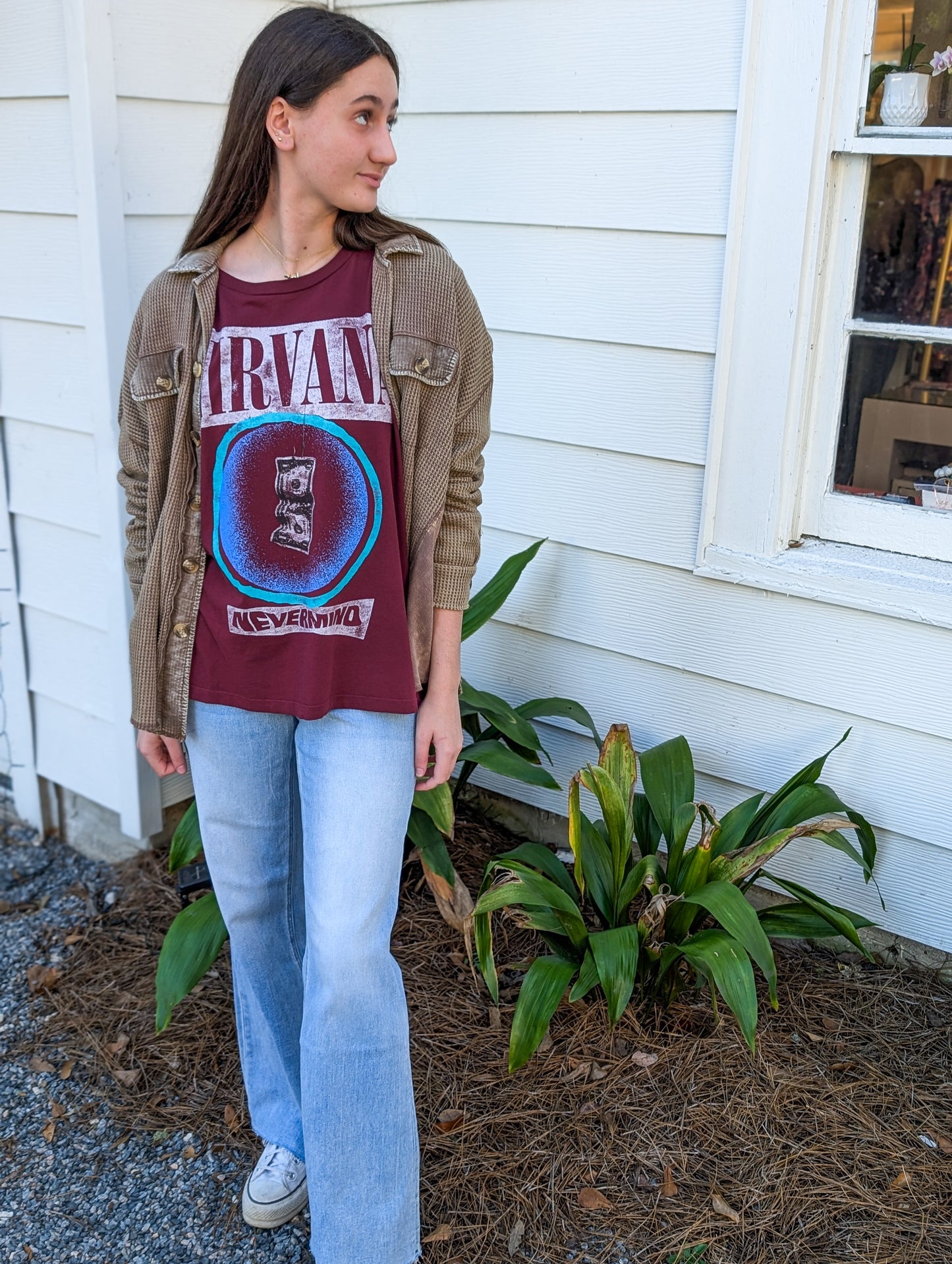 DAYDREAMER Dark Cherry Red Nirvana Long Sleeve Tee