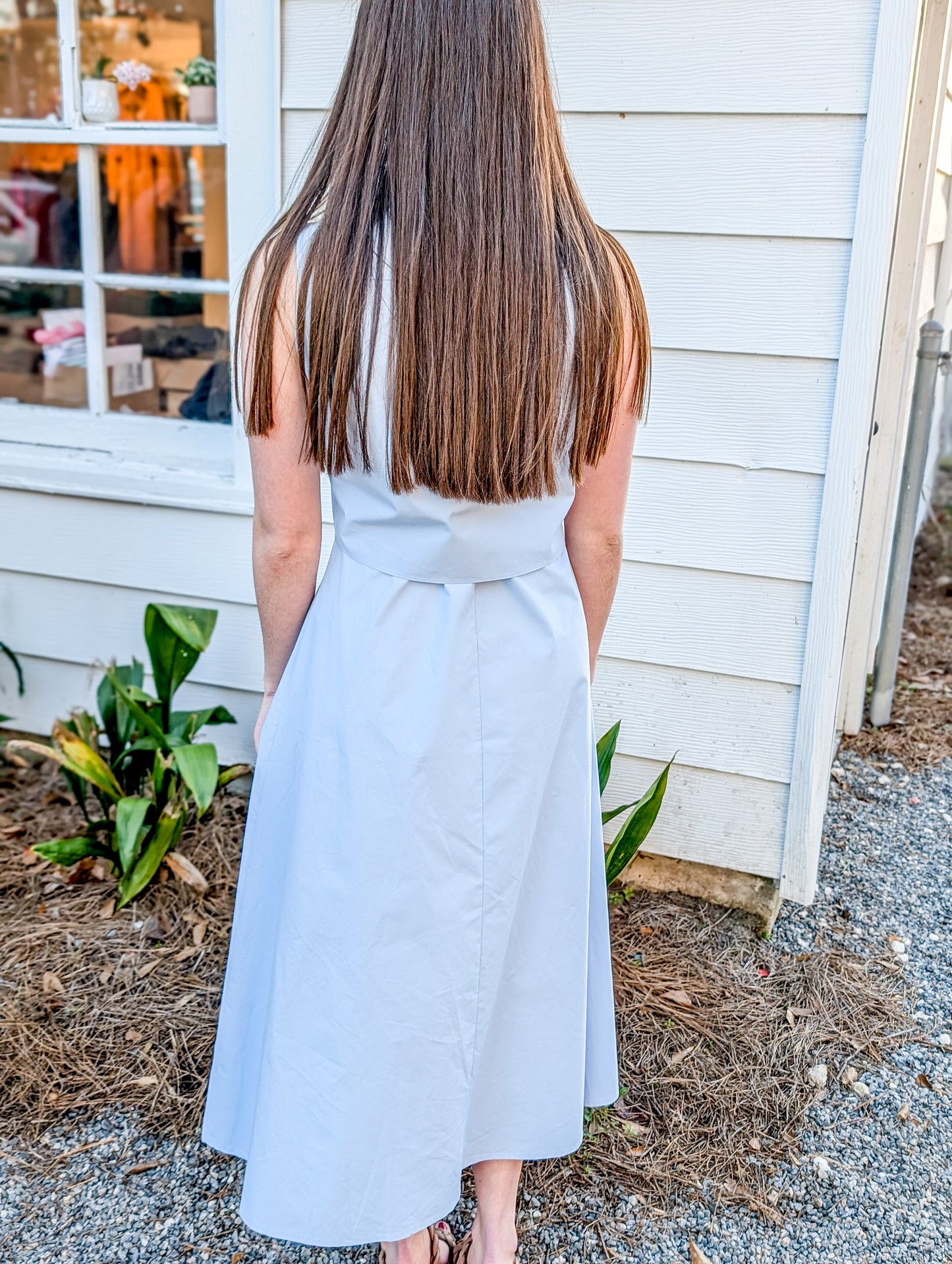 Skyline Light Blue Serenity Shirt Dress with Adjustable Tie Front