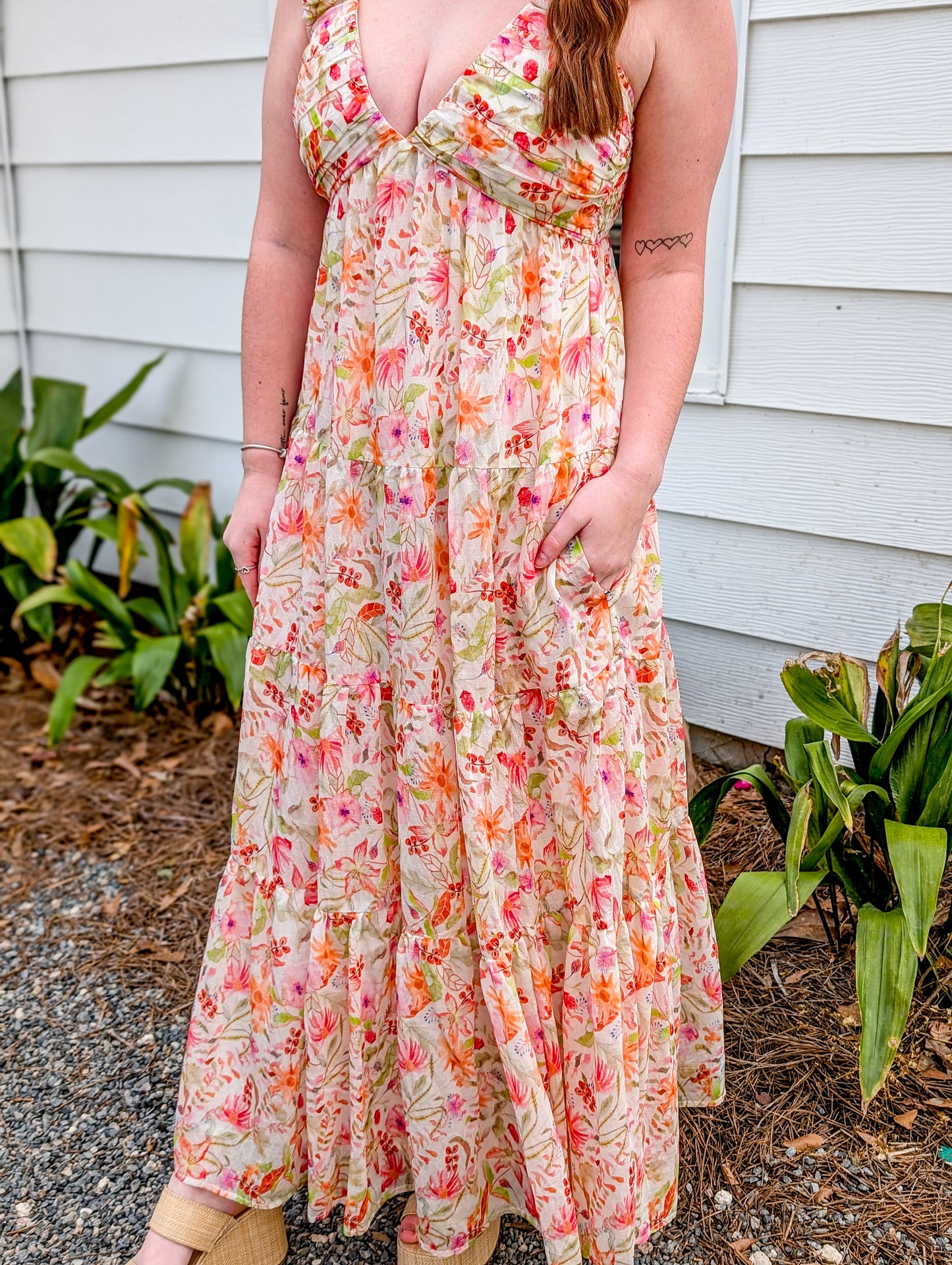 Multicolored Floral Tiered Maxi Dress