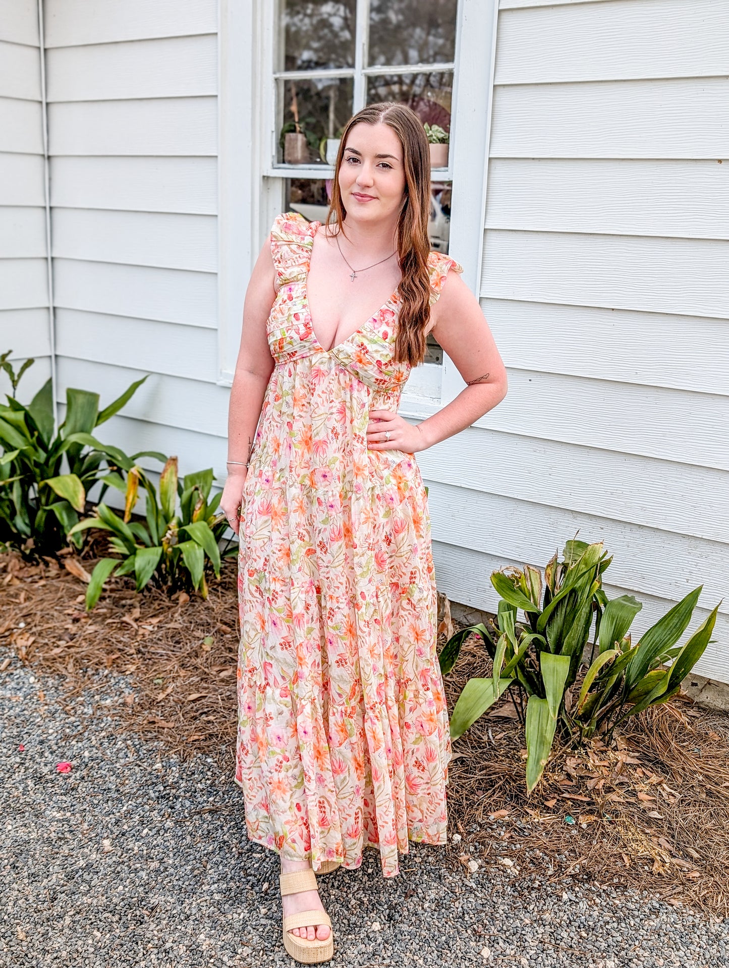 Multicolored Floral Tiered Maxi Dress