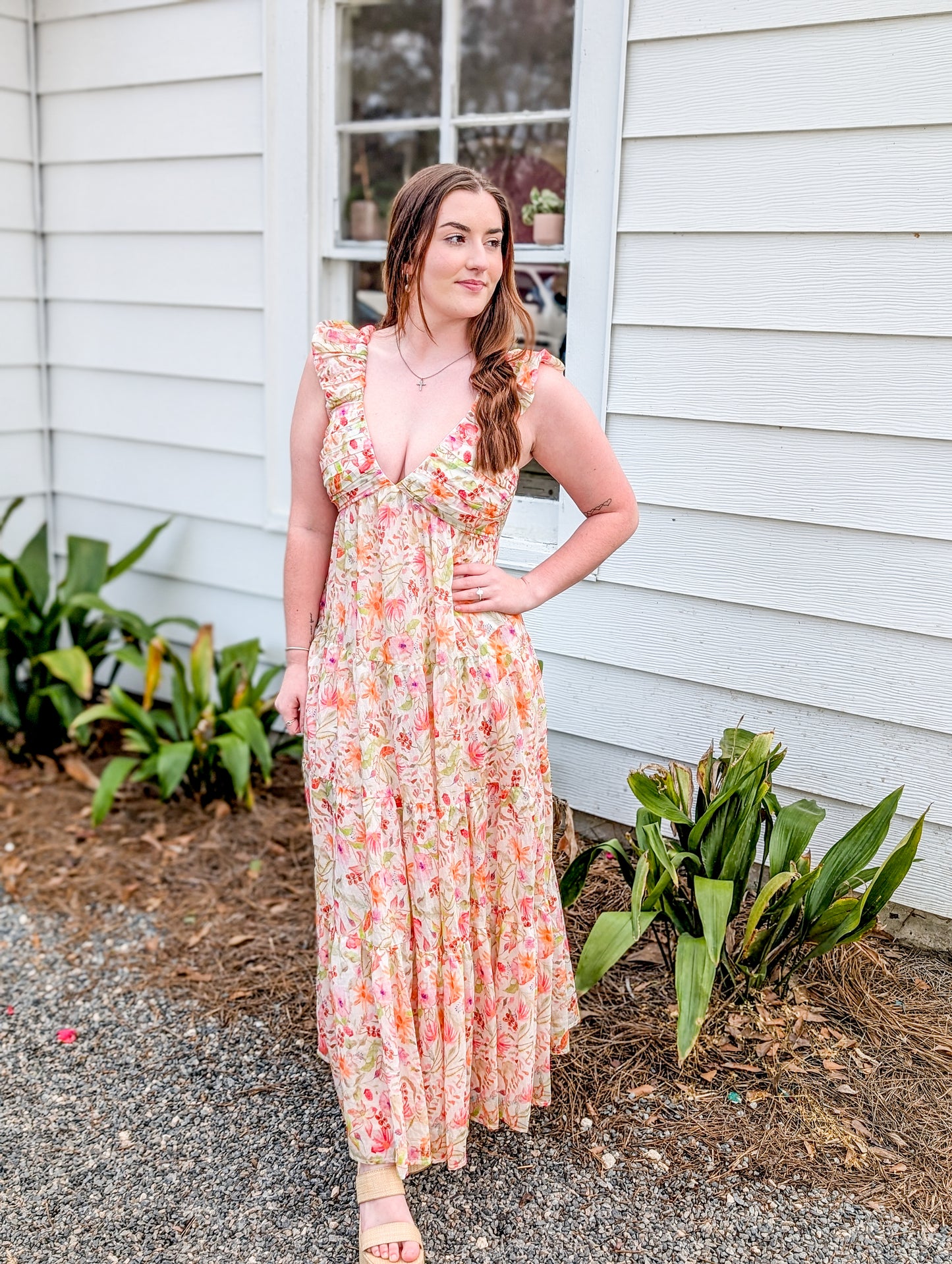 Multicolored Floral Tiered Maxi Dress