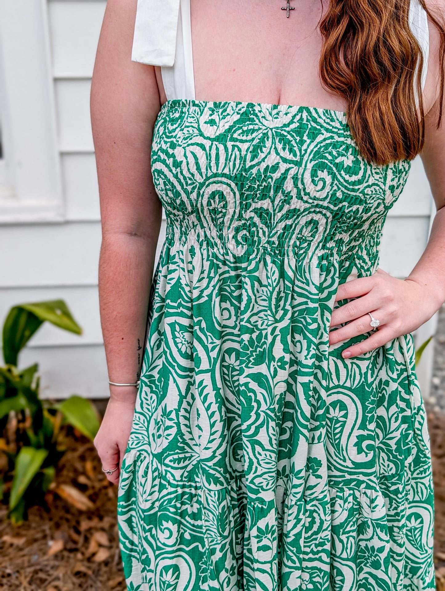 Green Paisley Maxi With Tie Straps