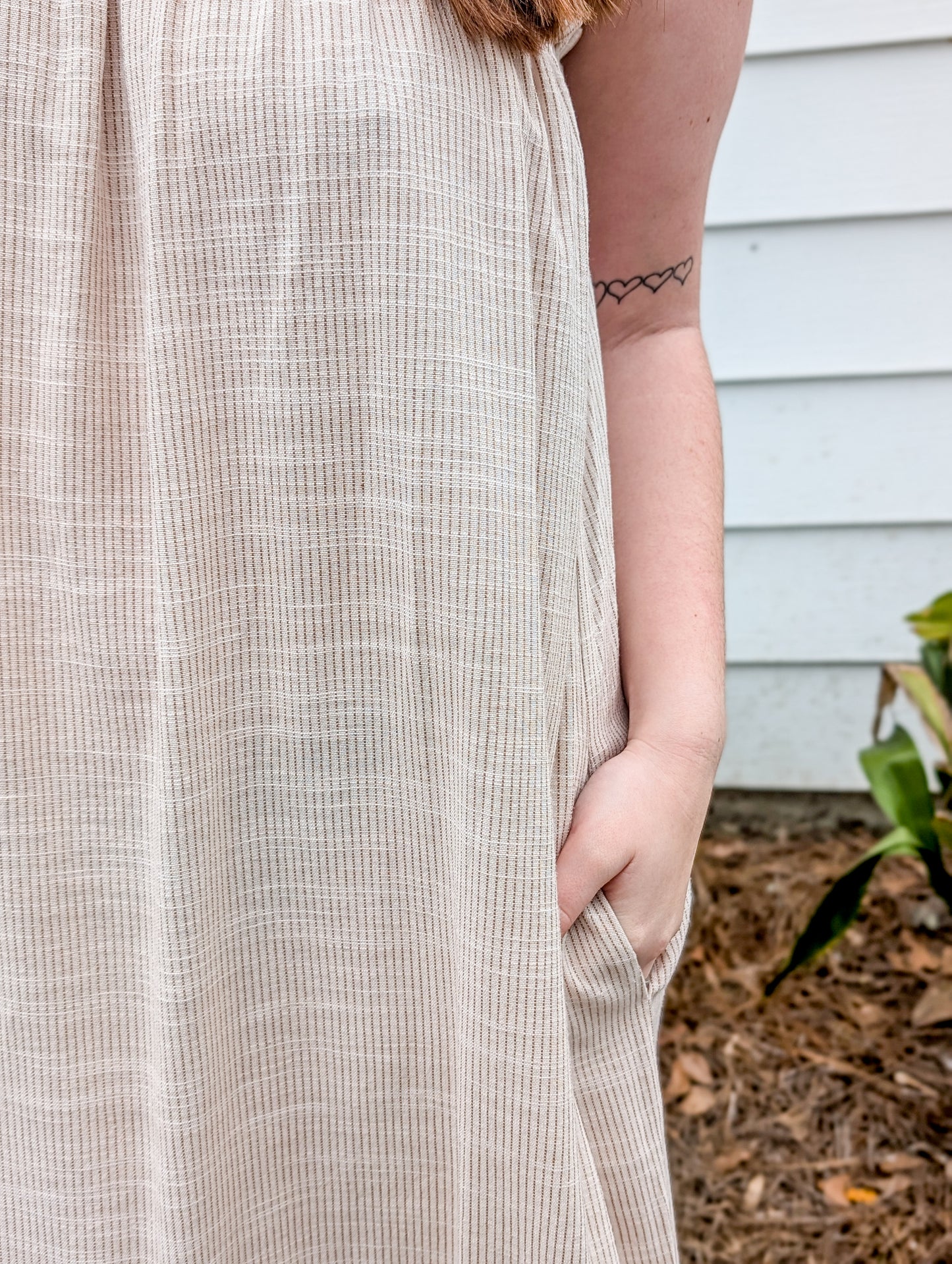 Mojave Taupe Tie Strap Midi Dress