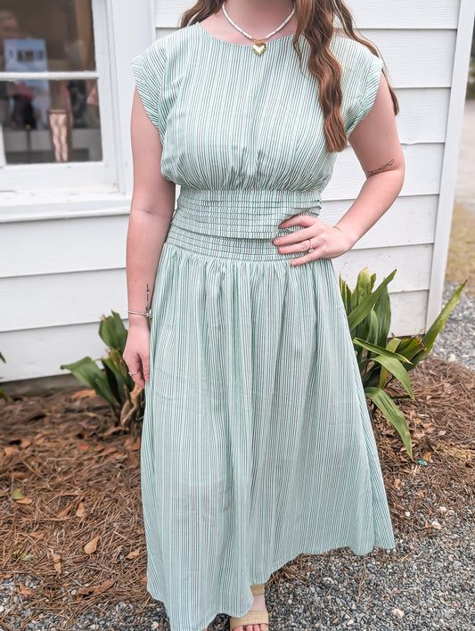 Flowy Mint Green Pin Striped Tie Back Top