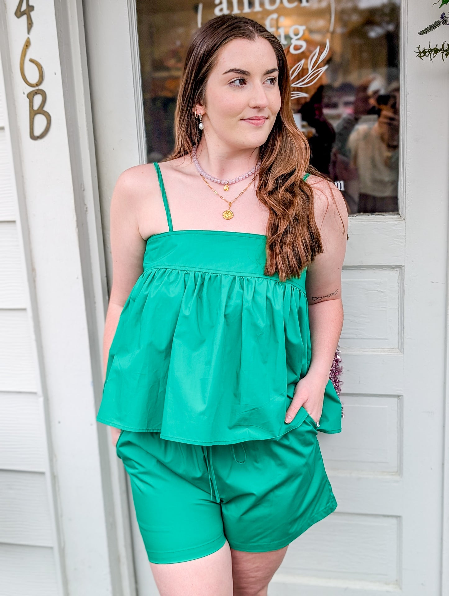 Kelly Leaf Green Spaghetti Strap Top