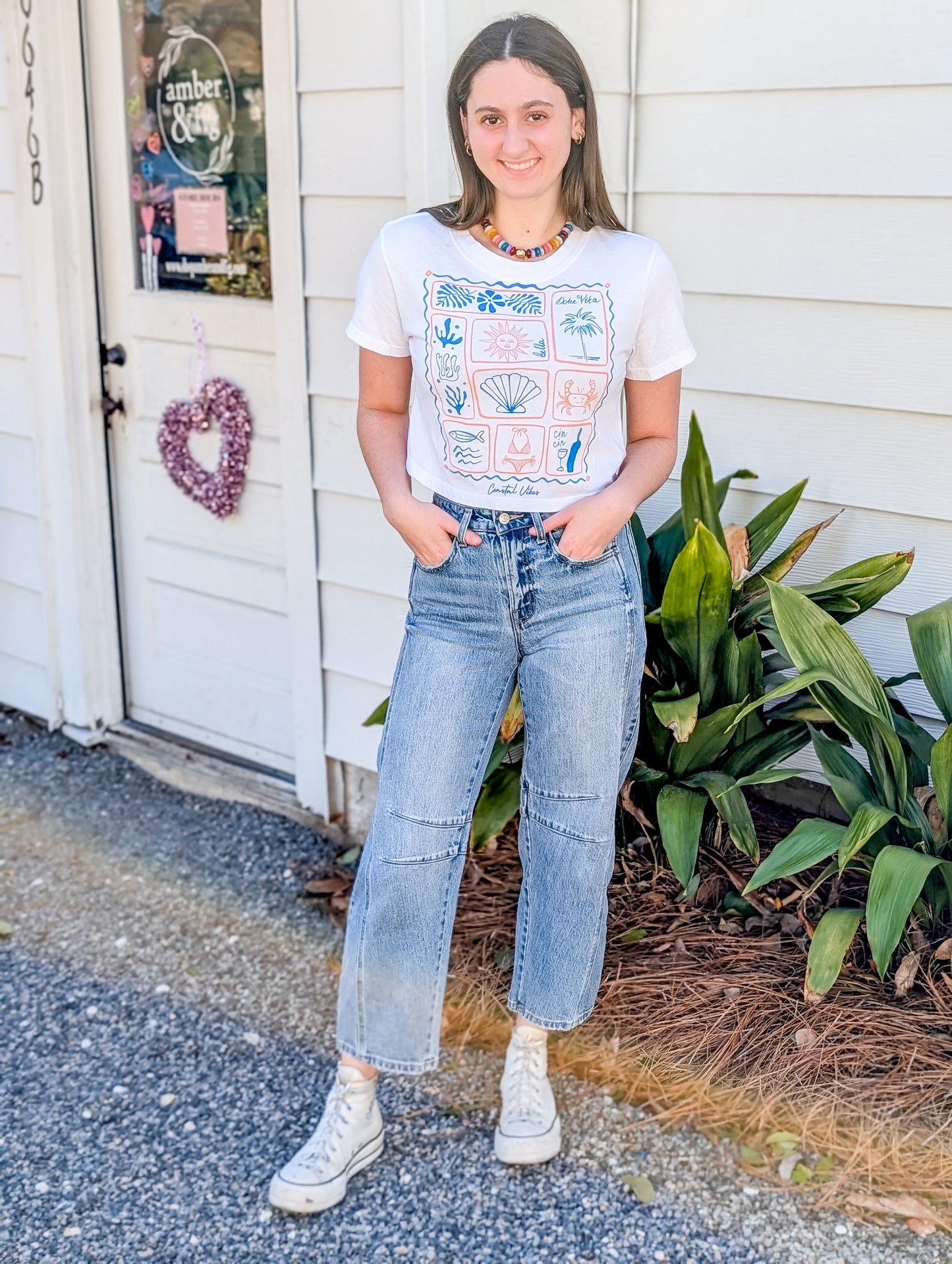 *FINAL SALE * Coastal Vibes Graphic Crop Top