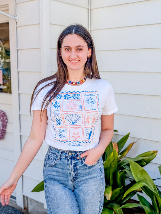 *FINAL SALE * Coastal Vibes Graphic Crop Top