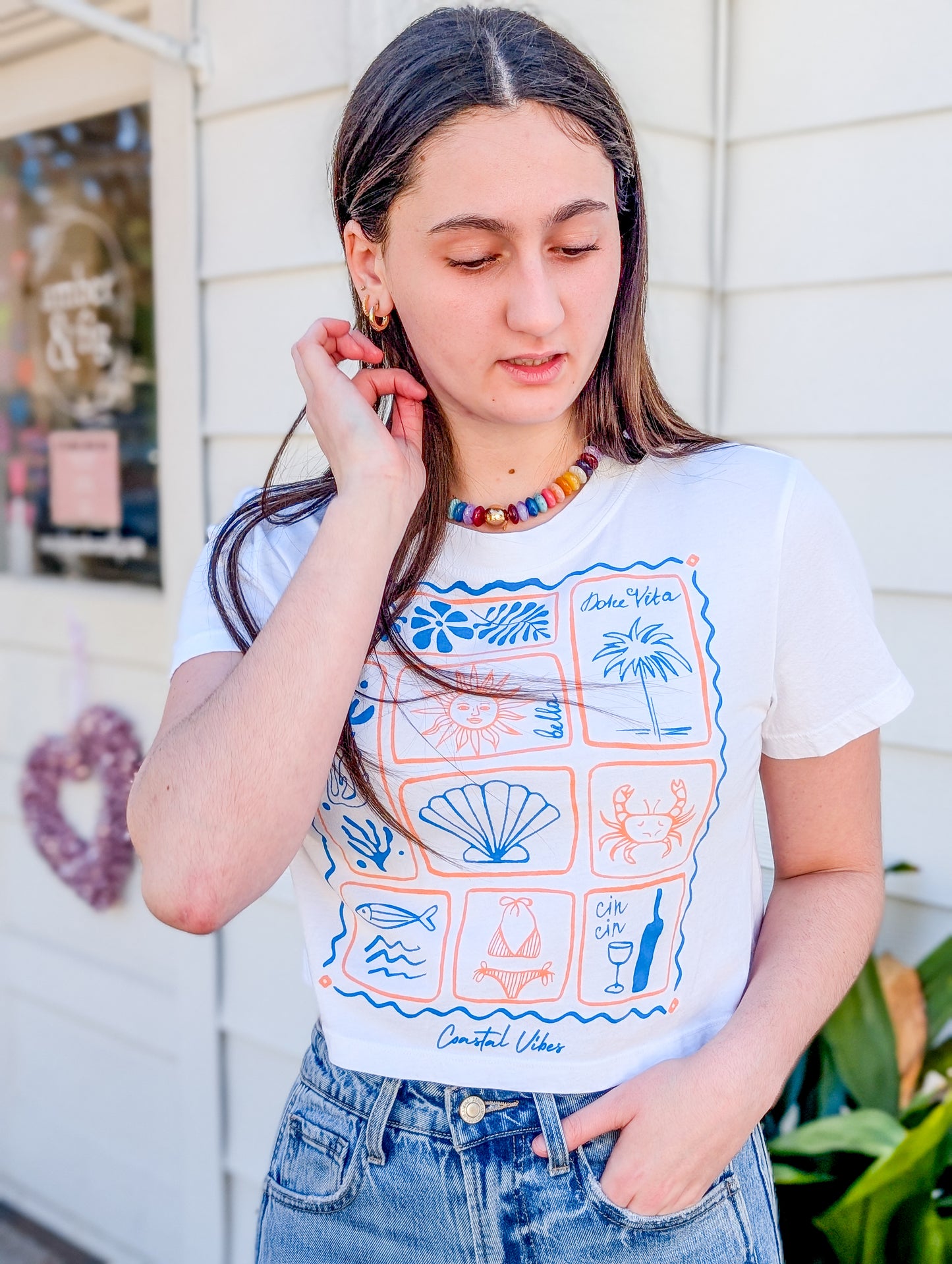 *FINAL SALE * Coastal Vibes Graphic Crop Top