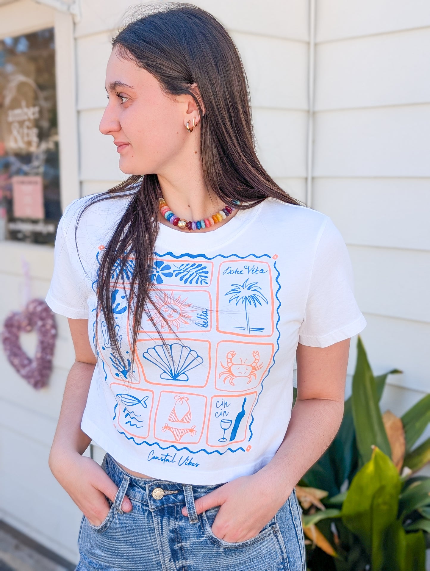 *FINAL SALE * Coastal Vibes Graphic Crop Top