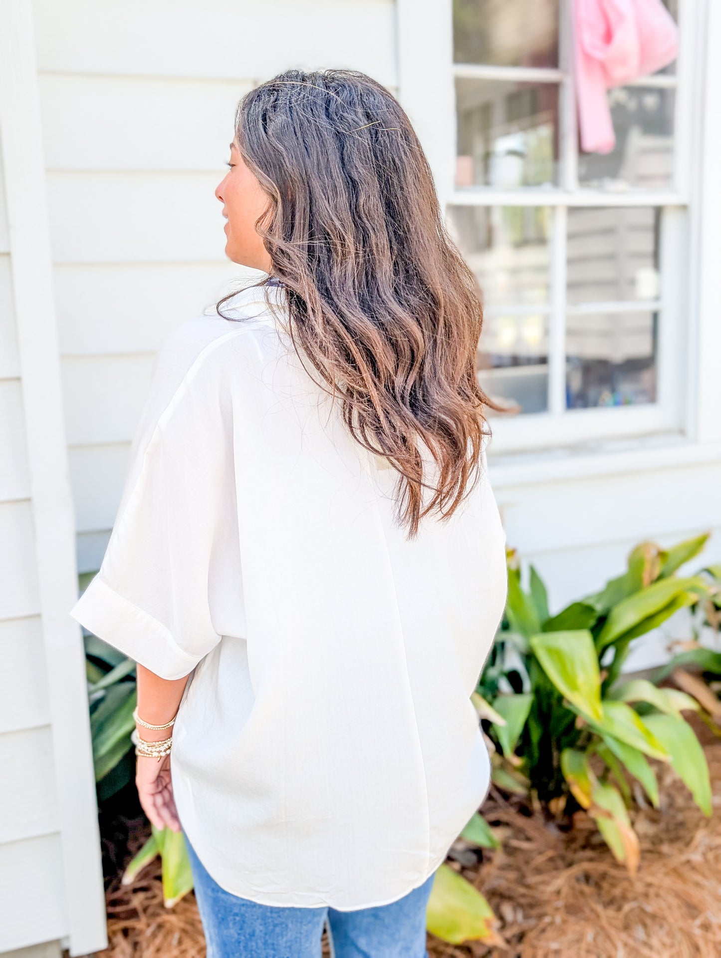Collard Split Neck Blouse