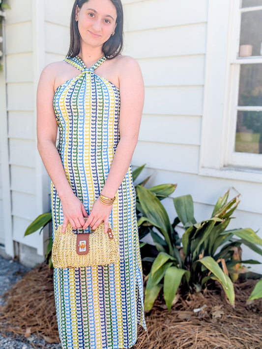 Cycladic Loom Halter Dress