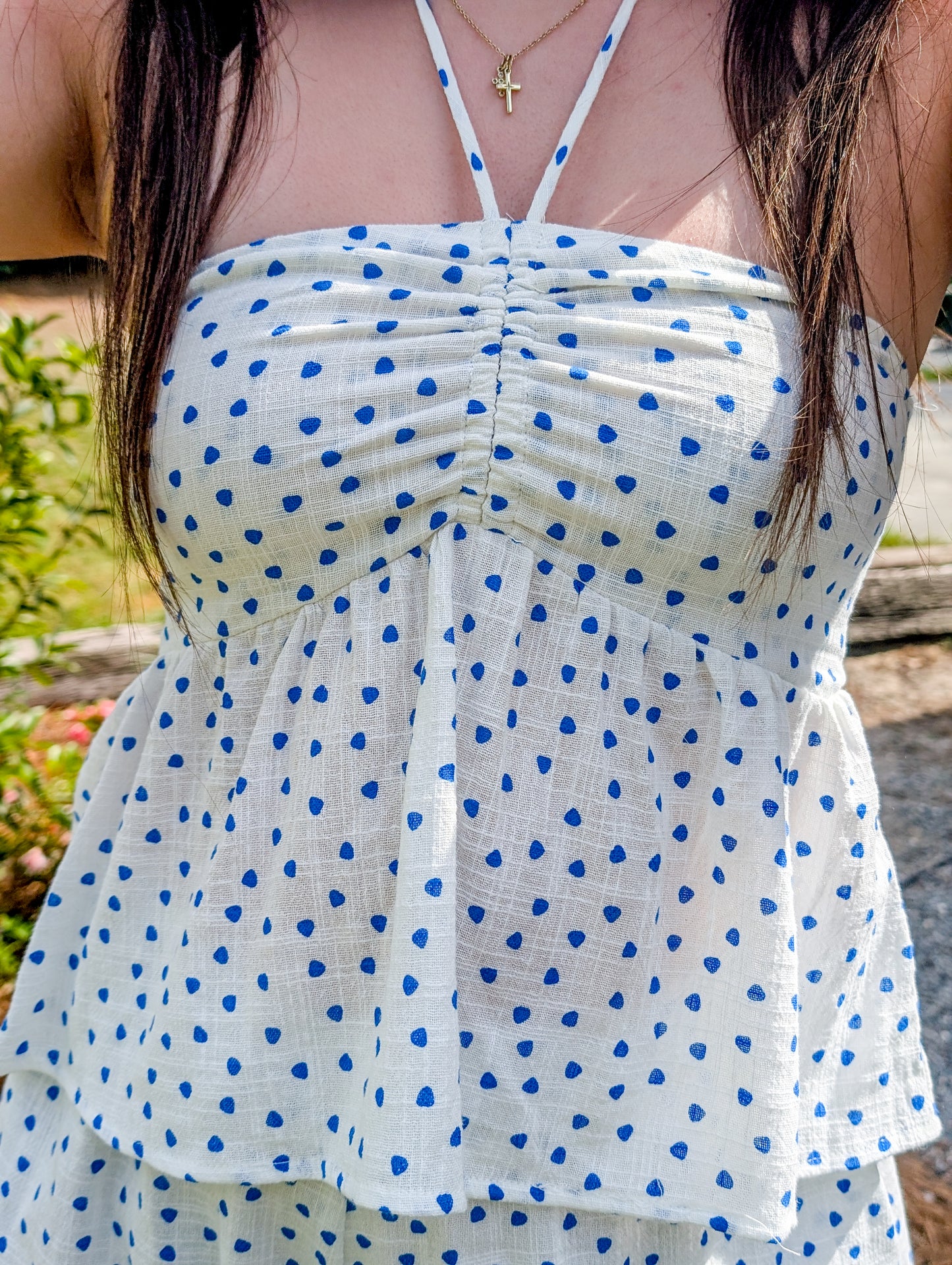 Tide Pool Strapless Polka Dot Top